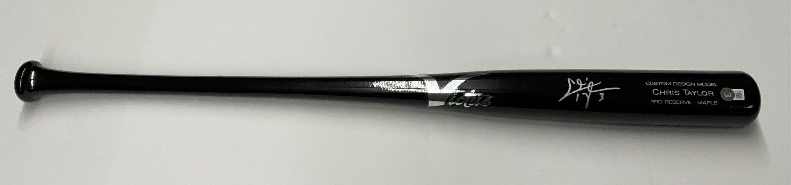 CHRIS TAYLOR DODGERS SIGNED VICTUS GAME MODEL CUSTOM BLACK BAT BAS ITP WZ59516