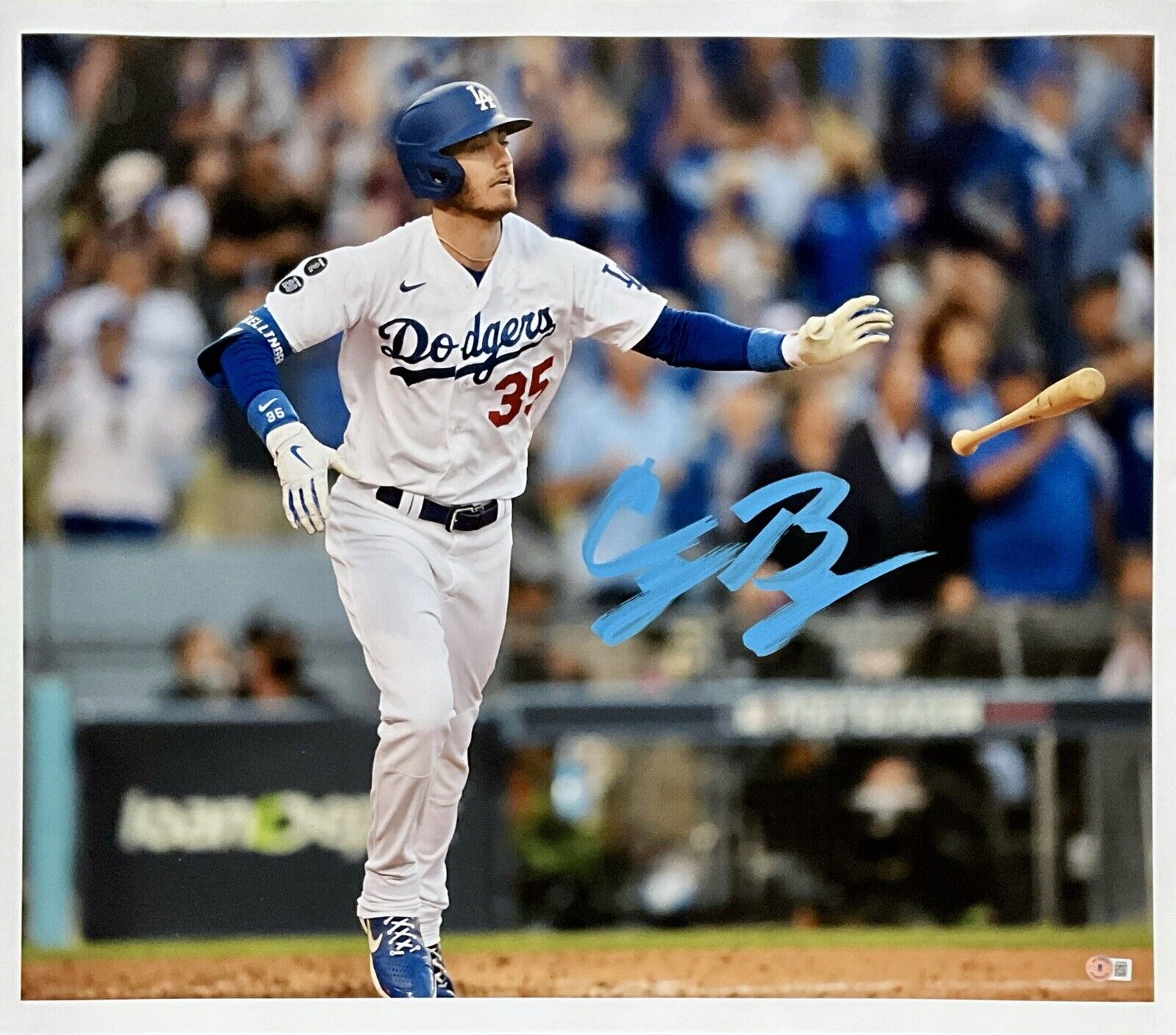 CODY BELLINGER DODGERS 2020 WS CHAMPION SIGNED 22X26 CANVAS BECKETT BH79029