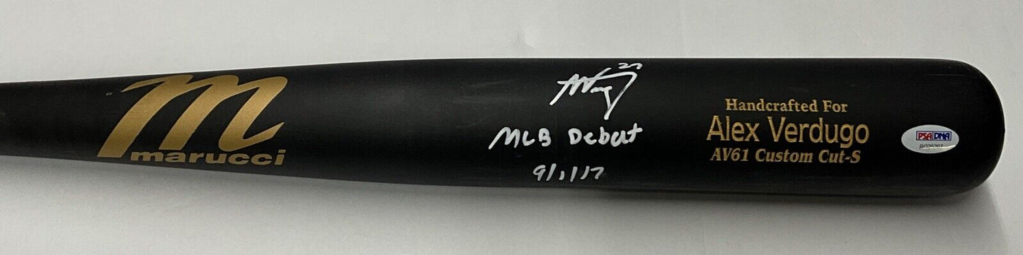 ALEX VERDUGO YANKEES SIGNED MARUCCI MODEL BAT AV61 "MLB DEBUT 9/1/17 PSA RG25207