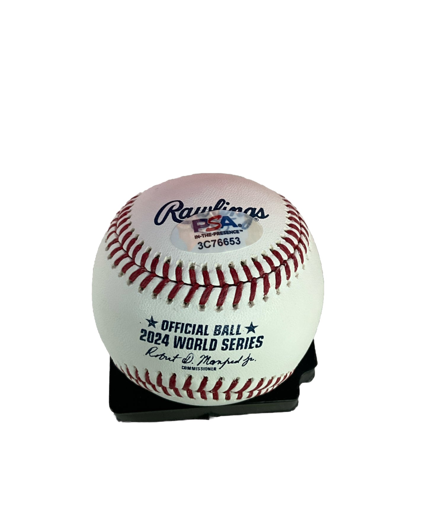 AUSTIN BARNES SIGNED 2024 WORLD SERIES BASEBALL  "2024 WS CHAMPS" IN PSA