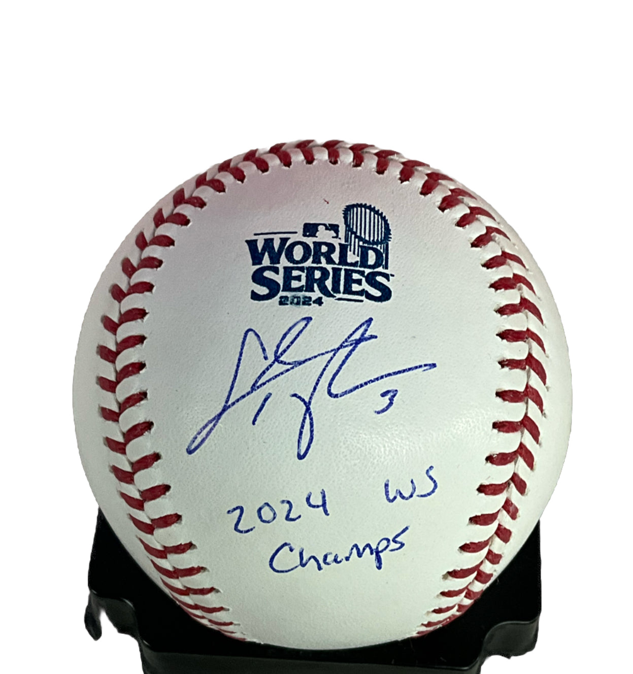 CHRIS TAYLOR SIGNED 2024 WORLD SERIES BASEBALL  "2024 WS CHAMPS" INS PSA