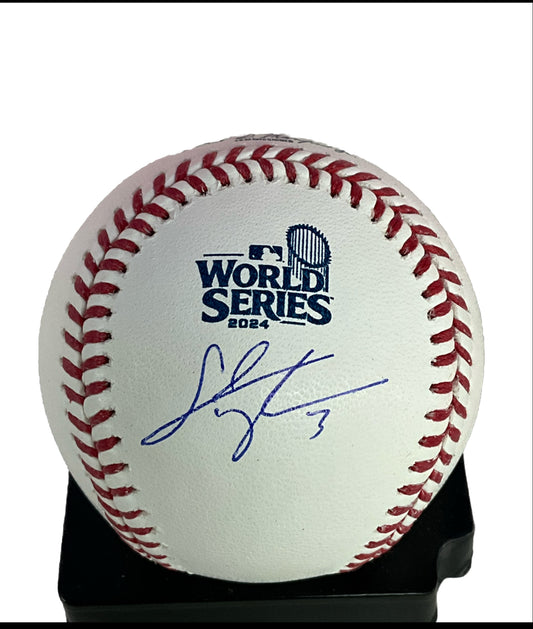 CHRIS TAYLOR DODGERS SIGNED 2024 WORLD SERIES BASEBALL PSA