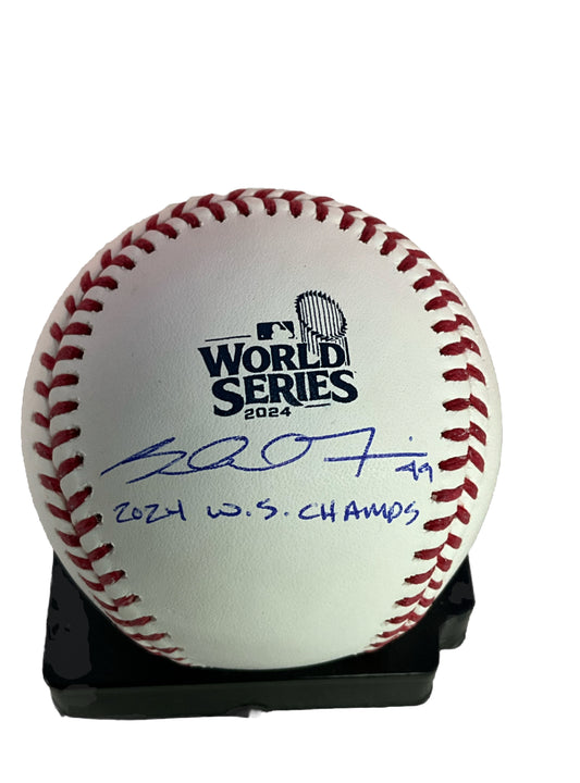 BLAKE TREINEN SIGNED 2024 WORLD SERIES BASEBALL  "2024 WS CHAMPS"  PSA