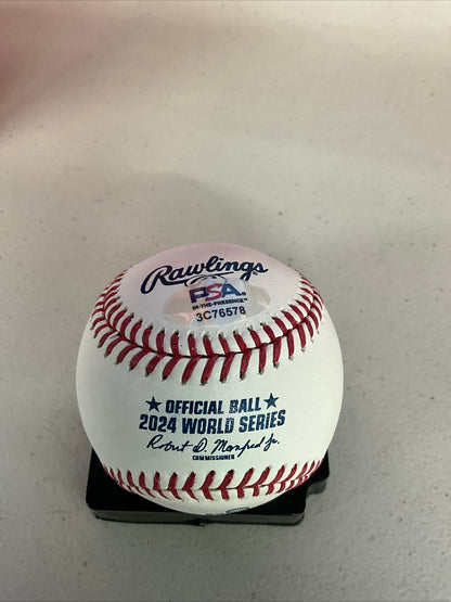 JACK FLAHERTY SIGNED 2024 WORLD SERIES BASEBALL "2024 WS CHAMPS"  PSA