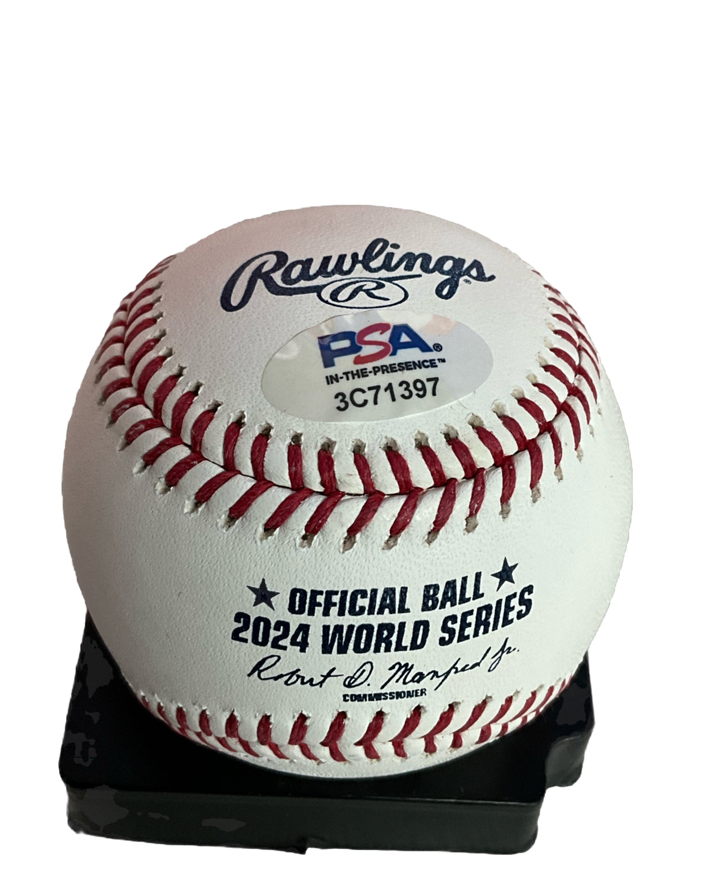 BRENT HONEYWELL SIGNED 2024 WORLD SERIES BASEBALL "2024 WS CHAMPS"  PSA