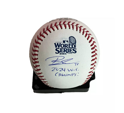 BEN CASPARIUS SIGNED 2024 WORLD SERIES BASEBALL  "2024 WS CHAMPS" IN PSA