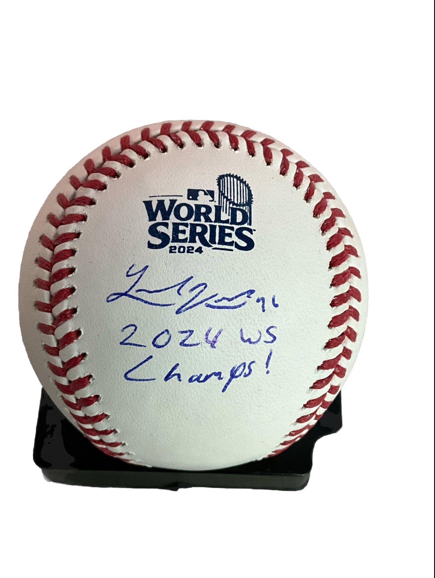 LANDON KNACK SIGNED 2024 WORLD SERIES BASEBALL  "2024 WS CHAMPS" INS PSA