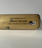 CHRIS TAYLOR DODGERS 2020 WS CHAMP SIGNED GAME USED VICTUS BAT W/INS BAS WZ59683