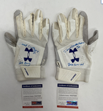 DJ PETERS DODGERS FULL NAME SIGNED GAME USED BATTING GLOVES PSA 8A57228/29
