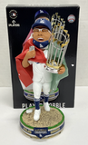 JULIO URIAS DODGERS SIGNED 2020 WS FOCO FLAG BOBBLEHEAD "LAST OUT" BAS WX95695