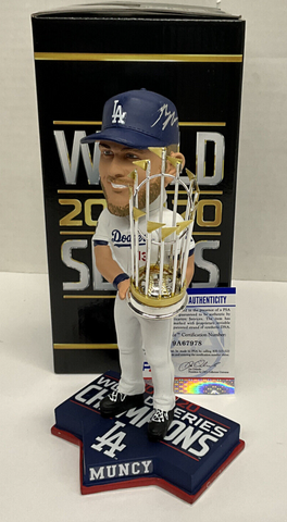 MAX MUNCY DODGERS SIGNED FOCO 2020 WS CHAMPIONSHIP BOBBLEHEAD PSA 9A67978