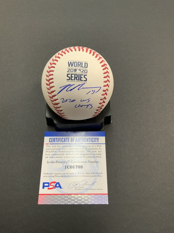 MAX MUNCY DODGERS SIGNED 2020 WS BASEBALL "2020 WS CHAMPS" INSCRIPTION PSA