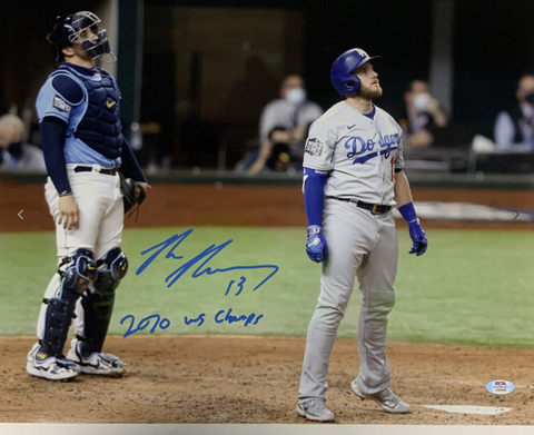MAX MUNCY DODGERS SIGNED 16X20 WORLD SERIES GAME 5 HR PHOTO "2020 WS CHAMPS" PSA