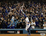 CHRIS TAYLOR DODGERS SIGNED 8X10 2021 WILDCARD WALKOFF HR FIST UP PHOTO BLUE PSA