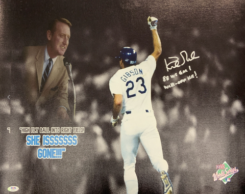 KIRK GIBSON DODGERS SIGNED 20X24 CANVAS "88 WS GM 1 WALK OFF HR" INS PSA AI33544