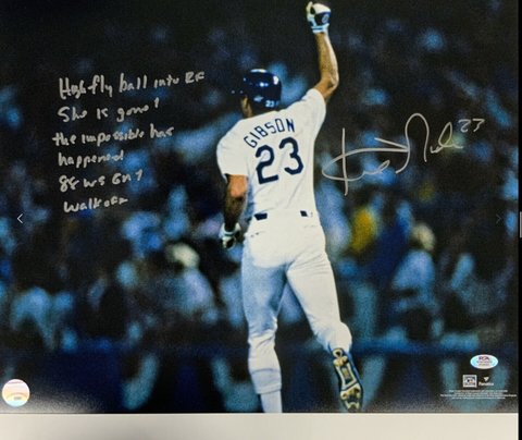 KIRK GIBSON DODGERS SIGNED LE 16X20 PHOTO "88 WS GAME 1 WALK OFF" PSA 3T04301