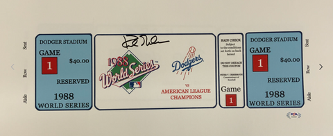DODGERS KIRK GIBSON SIGNED 7X20 88 WORLD SERIES GAME 1 TICKET CANVAS PSA AI33557