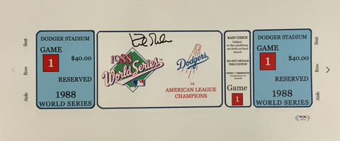 DODGERS KIRK GIBSON SIGNED 7X20 88 WORLD SERIES GAME 1 TICKET CANVAS PSA AI33556