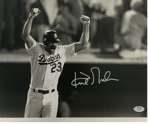 KIRK GIBSON DODGERS 88 WORLD SERIES CHAMPION SIGNED 11X14 WALKOFF PHOTO PSA