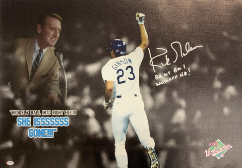KIRK GIBSON DODGERS SIGNED 22X32 CANVAS "88 WS GM 1 WALK OFF HR" INS PSA AI33527