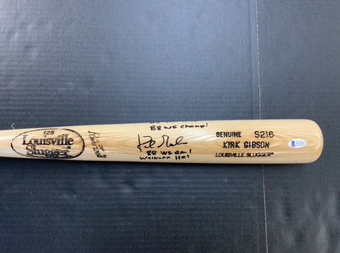 DODGERS KIRK GIBSON SIGNED LOUISVILLE GAME MODEL BAT "3 INCRIPTIONS" BAS WE78265