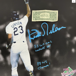 KIRK GIBSON DODGERS SIGNED 20X30 STRETCHED SCULLY CANVAS 4 INSCRIPT BAS W140633