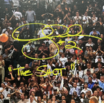 DEREK FISHER LAKERS SIGNED 20X30 STRETCHED 0.4 SEC CANVAS "THE SHOT" BAS W128314