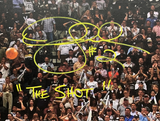 DEREK FISHER LAKERS SIGNED 20X30 STRETCHED 0.4 SEC CANVAS "THE SHOT" BAS W128315