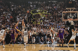 DEREK FISHER LAKERS SIGNED 20X30 STRETCHED WINNING SHOT CANVAS "0.4" BAS W128316