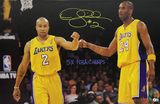 DEREK FISHER LAKERS SIGNED 20X30 STRETCHED CANVAS WITH KOBE 5X CHAMP BAS W128318