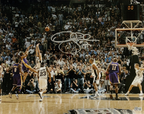 5X CHAMPION DEREK FISHER LAKERS SIGNED 16X20 PHOTO 0.4 SECONDS SHOT SILVER BAS