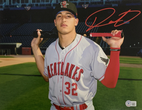 DIEGO CARTAYA DODGERS 2023 #1 PROSPECT SIGNED 11X14 GREAT LAKES LOONS PHOTO BAS