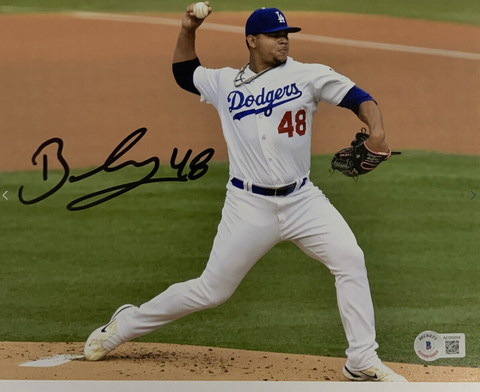 BRUSDAR GRATEROL DODGERS SIGNED 8X10 PITCHING PHOTO BECKETT
