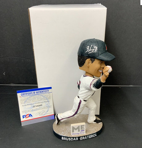 BRUSDAR GRATEROL DODGERS SIGNED MIRACLE MIGHTY MUSSELS BOBBLEHEAD PSA 1C13503