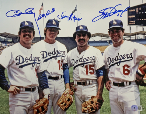 DODGERS 1981 GREATEST INFIELD SIGNED 11X14 PHOTO RUSSELL GARVEY CEY LOPES BAS