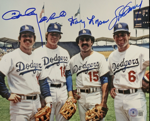 DODGERS 1981 GREATEST INFIELD SIGNED 8X10 PHOTO RUSSELL GARVEY CEY LOPES BAS