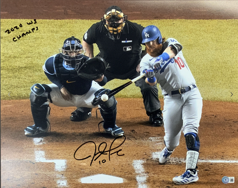 JUSTIN TURNER DODGERS SIGNED 16X20 2020 WORLD SERIES PHOTO "2020 WS CHAMP" BAS