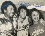 DODGERS 1981 WS TRI-MVP SIGNED 11X14 PHOTO CEY, GUERRERO, YEAGER PSA 9A55482