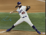 TONY GONSOLIN DODGERS SIGNED 2020 WORLD SERIES 16X20 PITCHING PHOTO PSA WITNESS